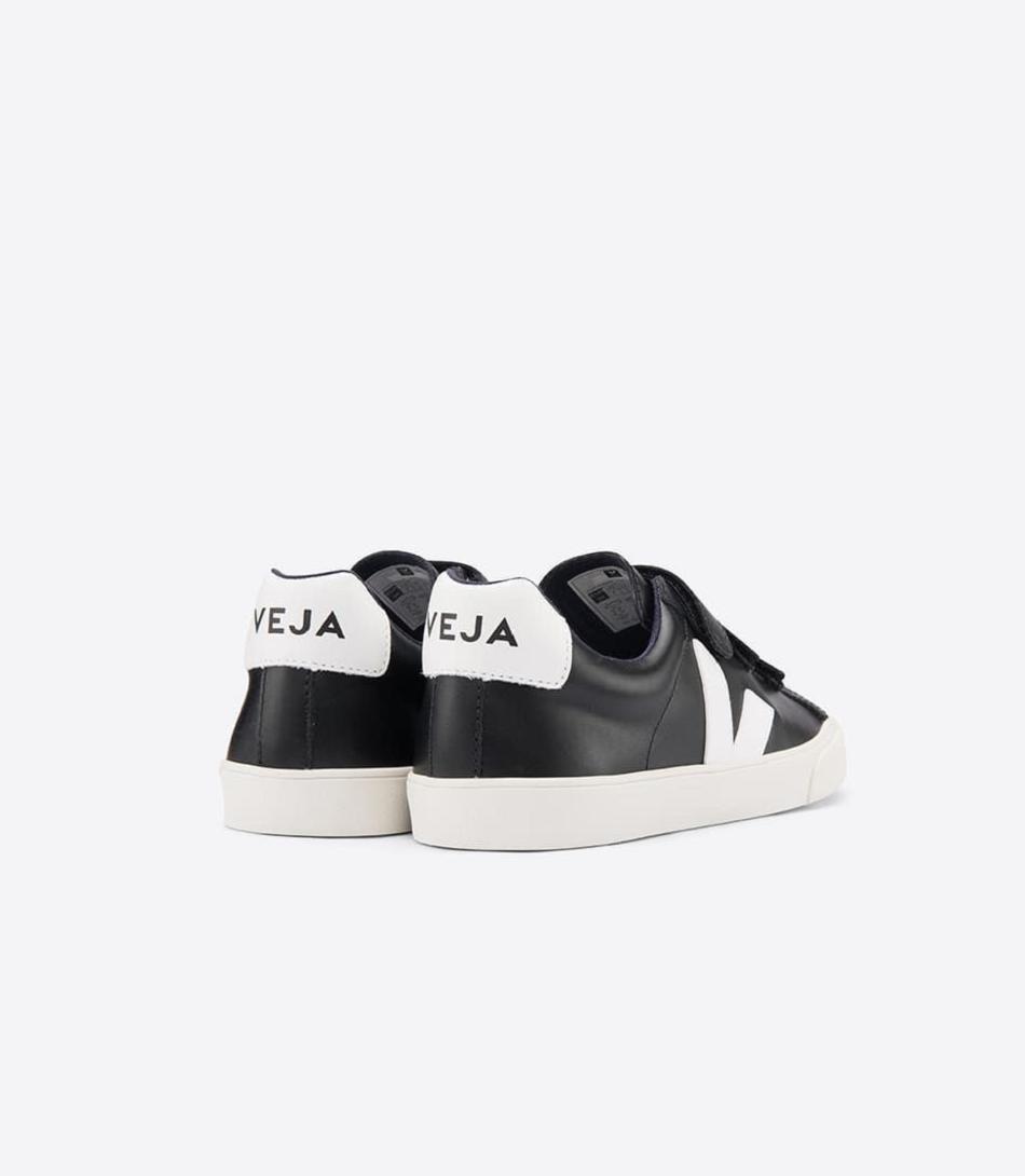 Veja 3-lock Läder Adults Outlet Svarta Vita | YSEGT33097