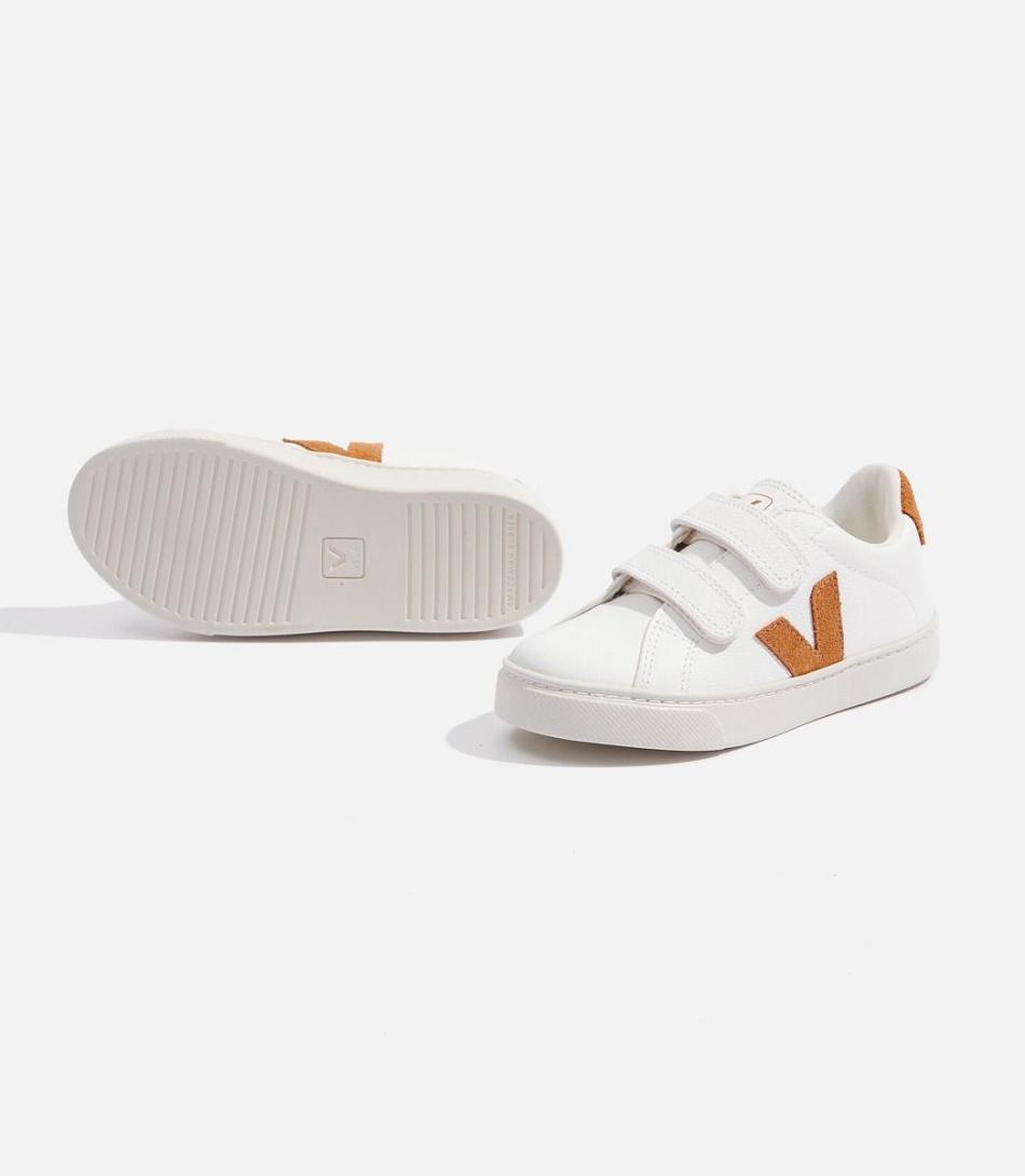 Veja Chromefree Läder Camel Esplar Barn Vita Bruna | SEQAV41881