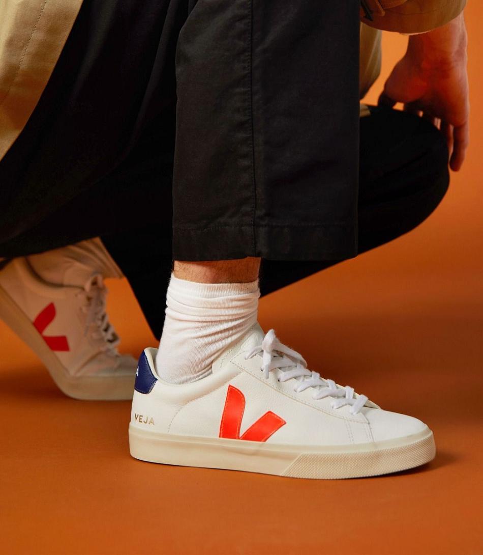 Veja Chromefree Läder Fluo Campo Dam Vita Orange | TSEPQ26701