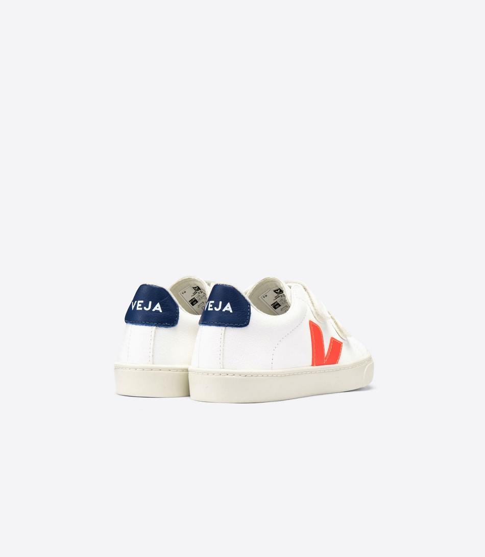 Veja Esplar Chromefree Läder Fluo Cobalt Kids Outlet Vita Orange Mörkblå | XSEGW36797