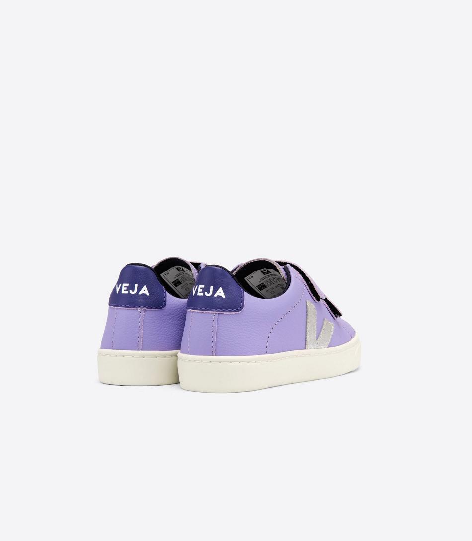 Veja Esplar Chromefree Läder Lavande Kids Outlet Silver Lila | TSEPQ68263