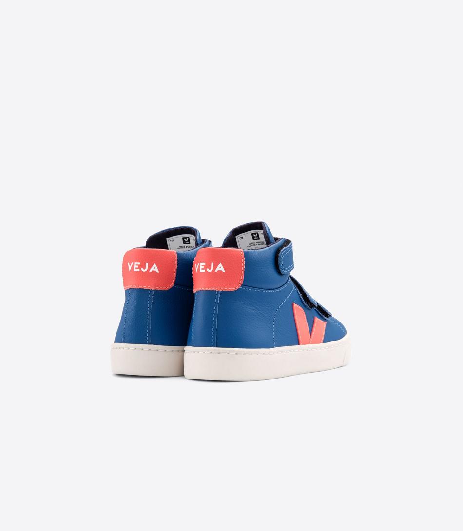 Veja Esplar Mid Chromefree Läder Fluo Kids Outlet Indigo Orange | MSEFT51436