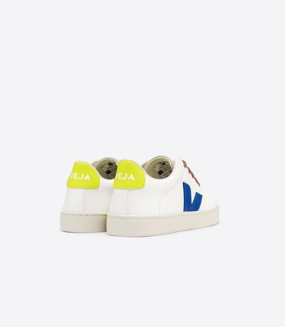 Veja Laces Chromefree Läder Jaune Fluo Esplar Barn Vita Indigo | SSENY86849