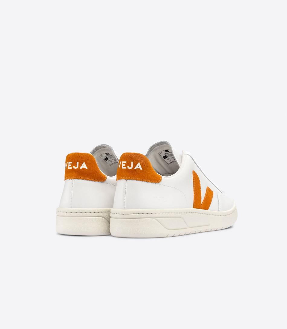 Veja Läder Pumpkin V-12 Dam Vita | QSEUV83088