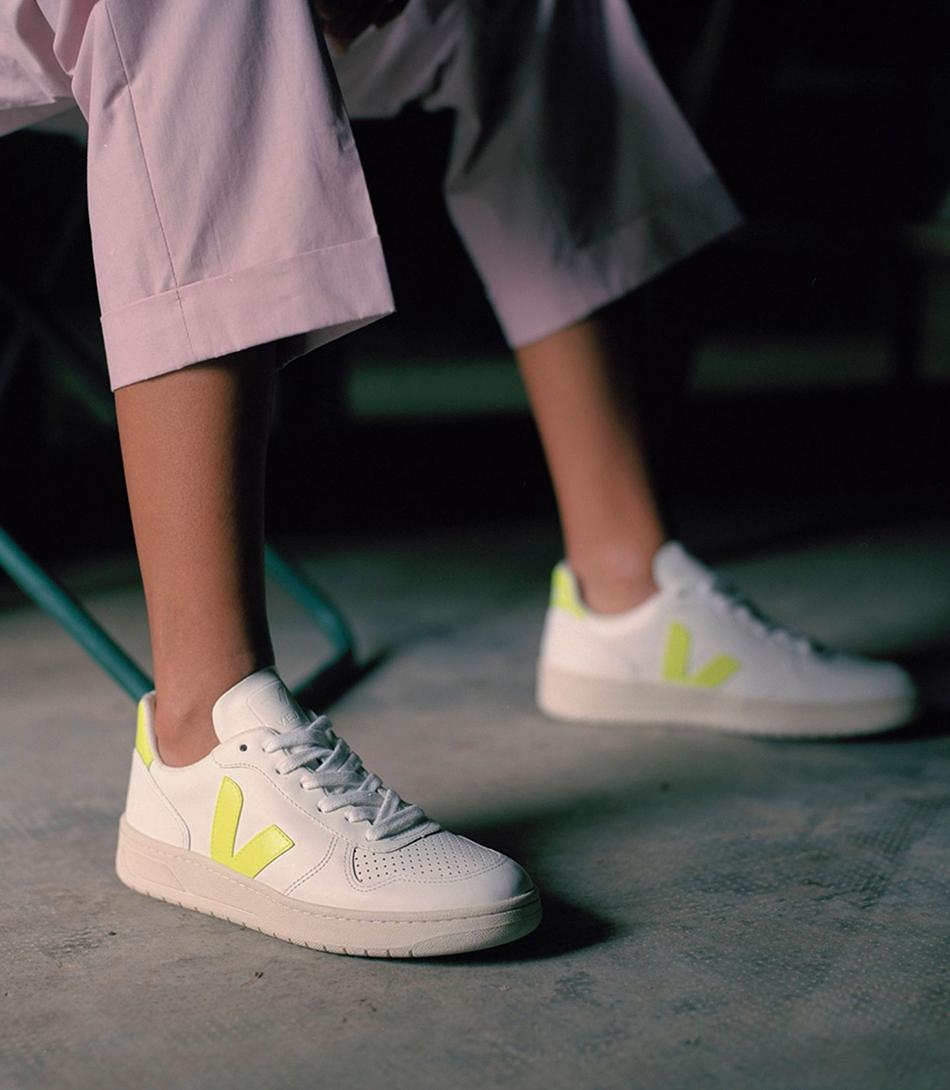 Veja V-10 Läder Jaune Fluo Adults Outlet Vita | LSESX40056