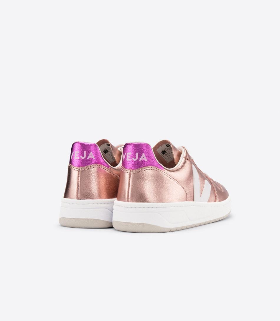 Veja V-10 Läder Nacre Fushia Adults Outlet Vita | BSESD66444