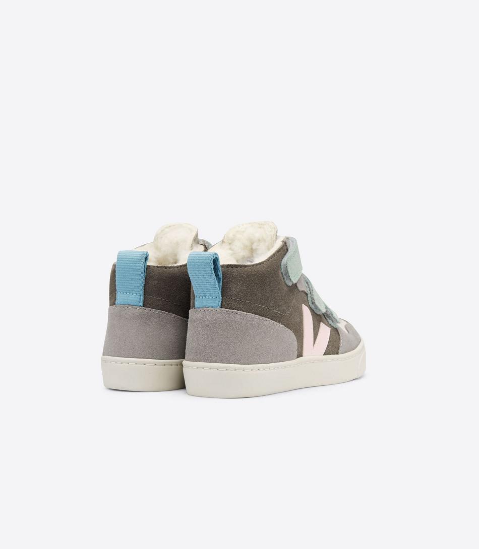 Veja V-10 Mid Fured Mocka Multico Moonrock Kids Outlet Grå | SEQAV39432