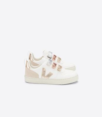 Veja Chromefree Läder Multico Shiny V-10 Barn Vita | SENEJ67896