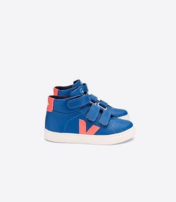 Veja Esplar Mid Chromefree Läder Fluo Kids Outlet Indigo Orange | MSEFT51436