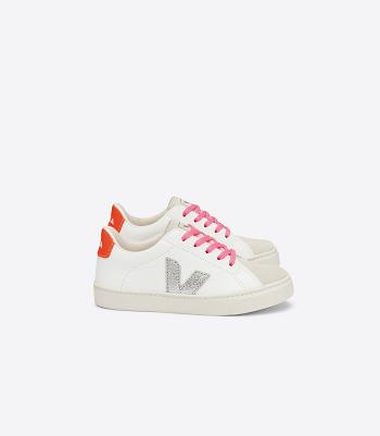 Veja Laces Chromefree Läder Fluo Esplar Barn Vita Silver Orange | ASEDF70405