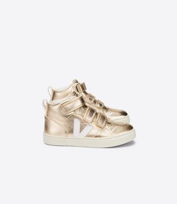 Veja V-10 Mid Chromefree Läder Platine Kids Outlet Vita | BSESD88221