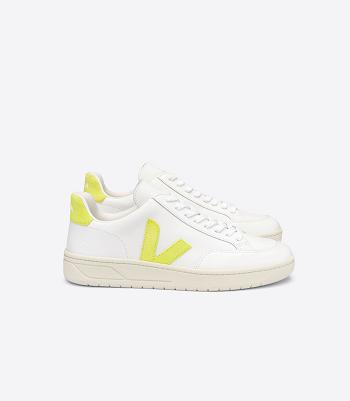 Veja V-12 Läder Jaune Fluo Adults Outlet Vita | FSEHY82383